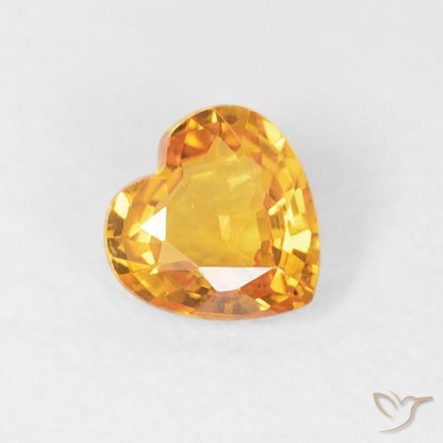 Zaffiro Arancio Medio naturale da 0.43 ct, Cuore, VS