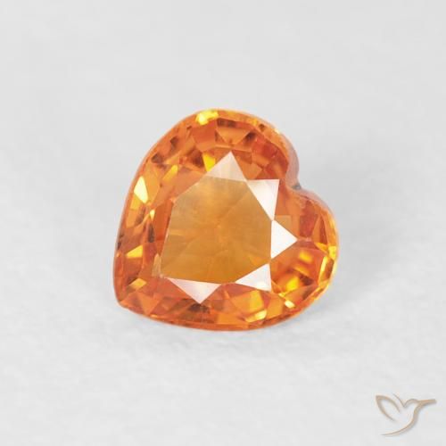 0.33ct Naturale Arancione rossastra Zaffiro, Cuore, VS