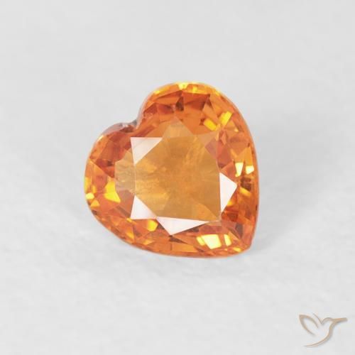 Zaffiro Arancione rossastra naturale da 0.33 ct, Cuore, VS