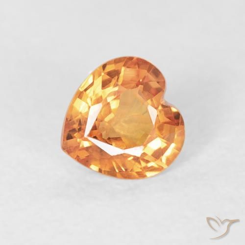0.41ct Naturale Arancio Intenso Zaffiro, Cuore, VS