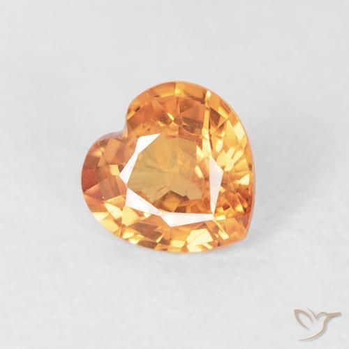 Zaffiro Arancio Intenso naturale da 0.41 ct, Cuore, VS