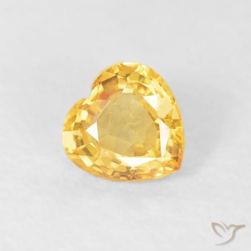 Zaffiro Arancio dorato naturale da 0.48 ct, Cuore, VS