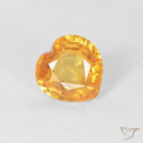 Zaffiro Arancio-Oro naturale da 0.45 ct, Cuore, VS