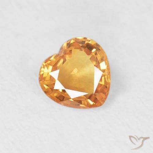 Zaffiro Arancio Intenso naturale da 0.36 ct, Cuore, VVS-VS