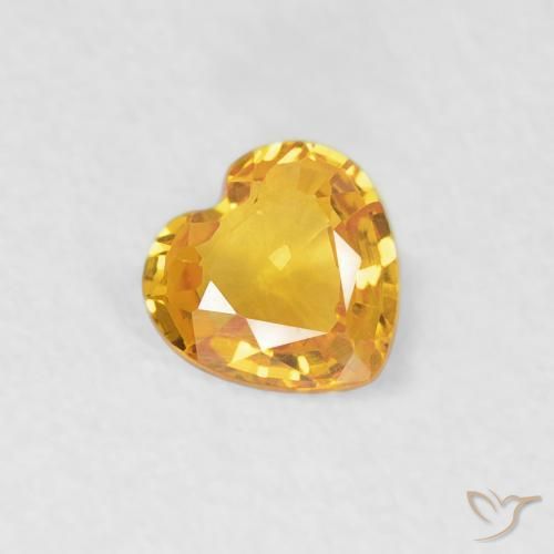 Zaffiro Arancione-Oro medio naturale da 0.35 ct, Cuore, VS