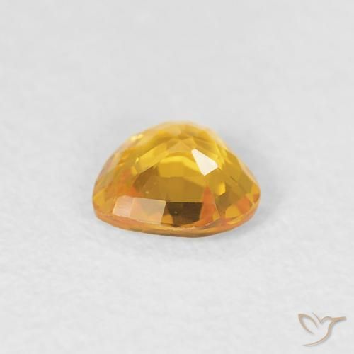 Zaffiro Arancione-Oro medio naturale da 0.35 ct, Cuore, VS