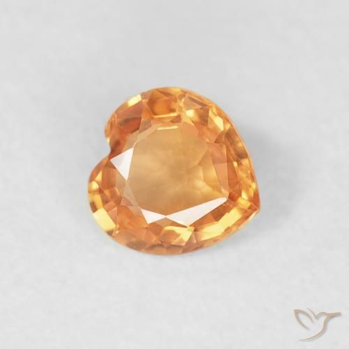 Zaffiro Arancione brillante naturale da 0.39 ct, Cuore, VVS-VS