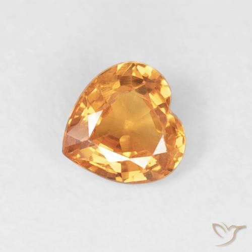 0.43ct Naturale Arancione brillante Zaffiro, Cuore, VVS-VS