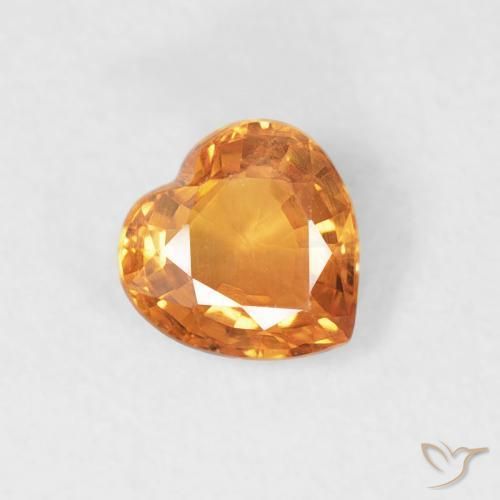 Zaffiro Arancione brillante naturale da 0.43 ct, Cuore, VVS-VS