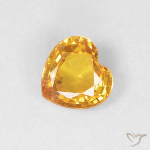 0.43ct Naturale Arancione-Oro medio Zaffiro, Cuore, VVS-VS
