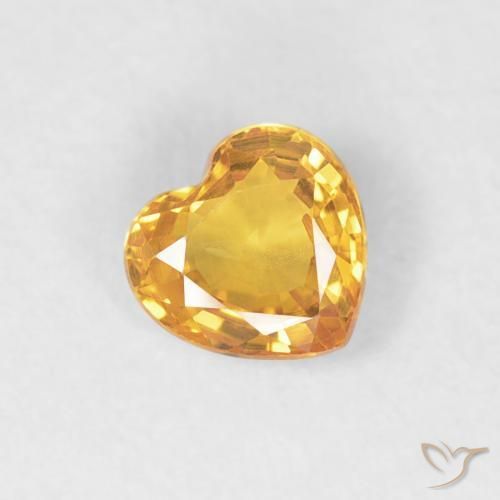 Zaffiro Arancione-Oro medio naturale da 0.43 ct, Cuore, VVS-VS