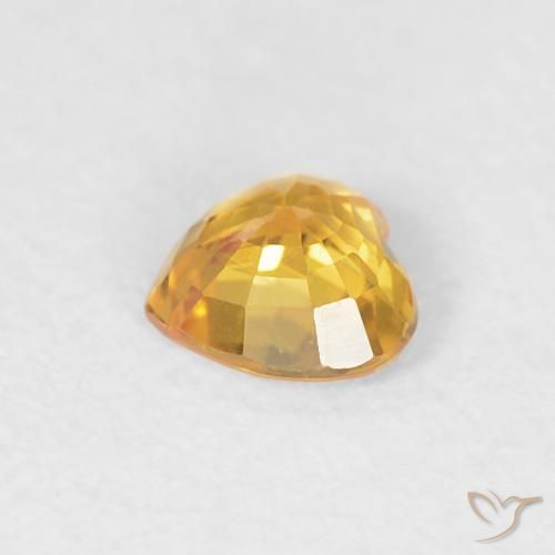 Zaffiro Arancione-Oro medio naturale da 0.43 ct, Cuore, VVS-VS