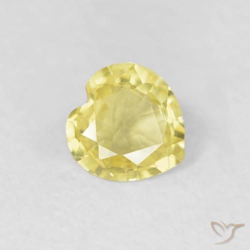 Zaffiro Giallo chiaro naturale da 0.34 ct, Cuore, VVS-VS