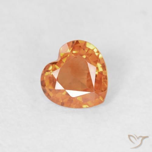 Zaffiro Arancio Medio naturale da 0.36 ct, Cuore, VS