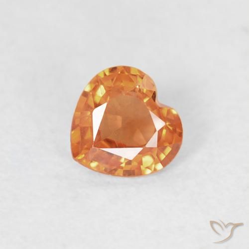 Zaffiro Arancio Medio naturale da 0.36 ct, Cuore, VS