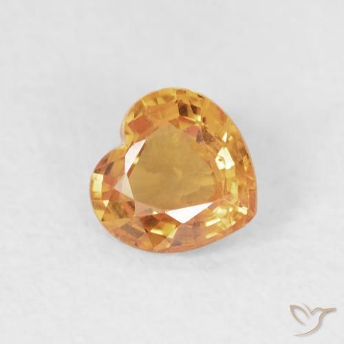 Zaffiro Arancio-Oro naturale da 0.47 ct, Cuore, VS