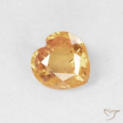 Zaffiro Arancio-Oro naturale da 0.41 ct, Cuore, VS