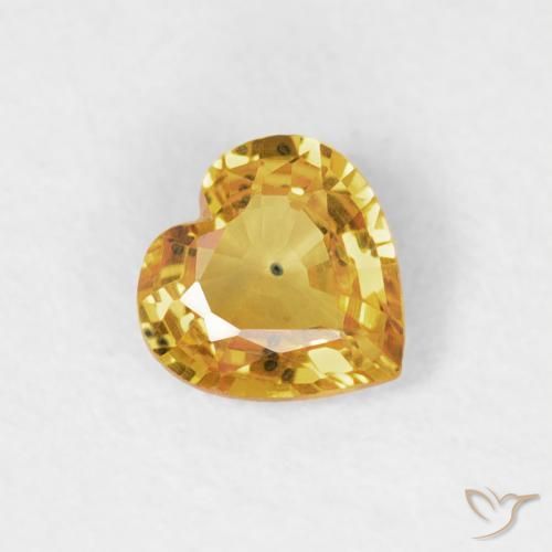 Zaffiro Arancione-Oro medio naturale da 0.35 ct, Cuore, VS