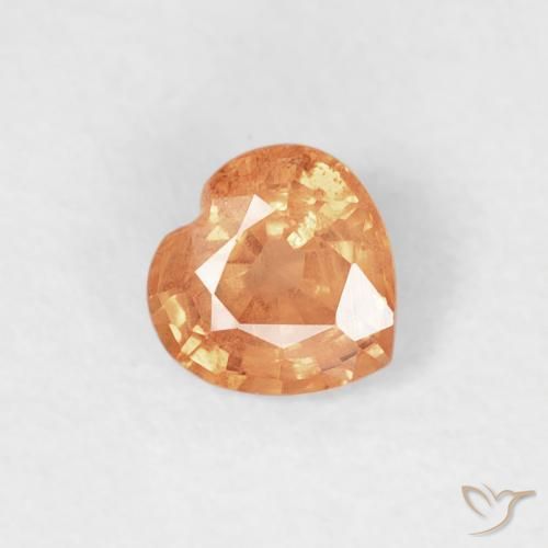 0.45ct Naturale Arancio Medio Zaffiro, Cuore, VS-SI