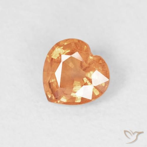 Zaffiro Arancio Medio naturale da 0.45 ct, Cuore, VS-SI