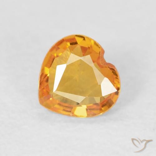 0.42ct Naturale Arancio-Oro Zaffiro, Cuore, VVS