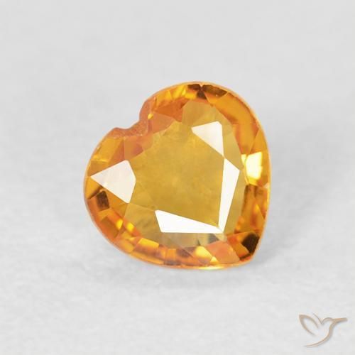 Zaffiro Arancio-Oro naturale da 0.42 ct, Cuore, VVS