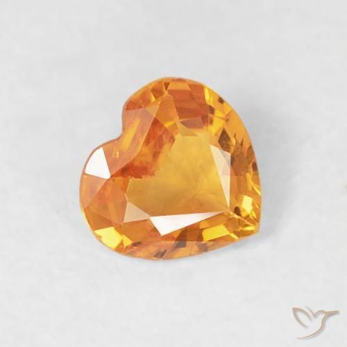 Zaffiro Arancio intenso-OroG naturale da 0.34 ct, Cuore, VVS-VS