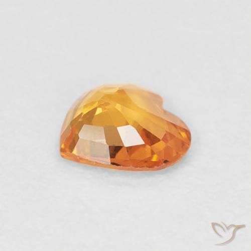 Zaffiro Arancio intenso-OroG naturale da 0.34 ct, Cuore, VVS-VS