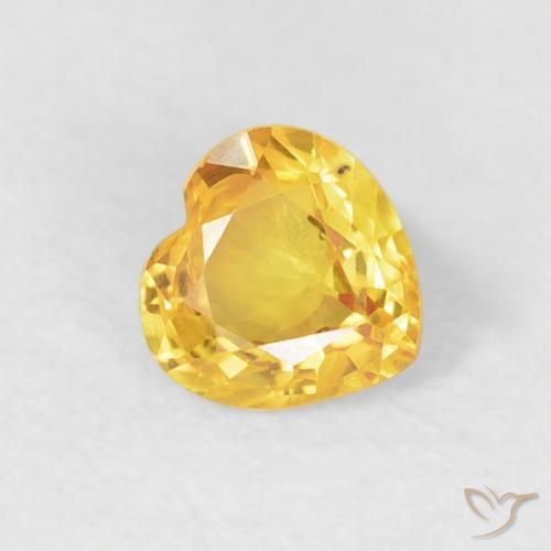 Zaffiro Arancio dorato naturale da 0.44 ct, Cuore, VVS-VS