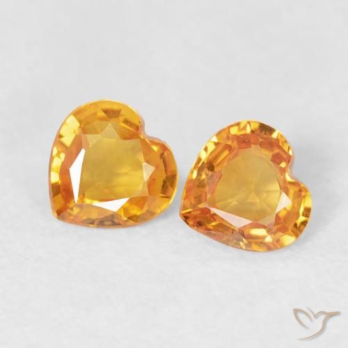 Gemme di Zaffiro Arancio Medio naturale da 0.69 ct, Cuore, VVS-VS