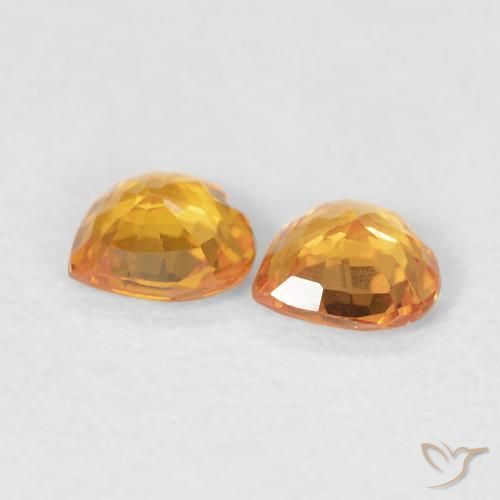 Gemme di Zaffiro Arancio Medio naturale da 0.69 ct, Cuore, VVS-VS