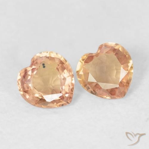0.77ctw Naturale Pesca-Oro Zaffiro, Cuore, VVS-VS