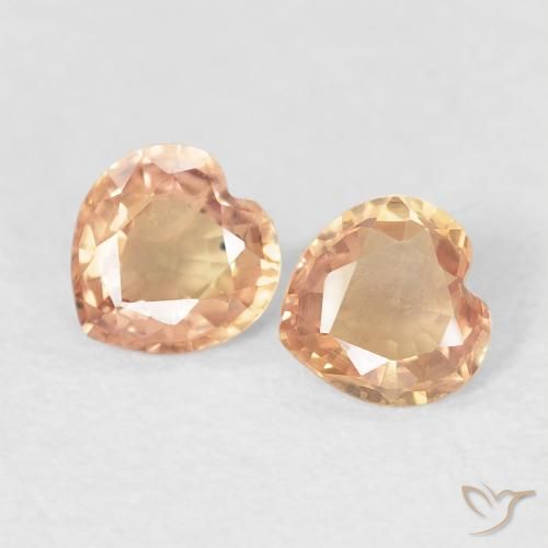 Gemme di Zaffiro Pesca-Oro naturale da 0.77 ct, Cuore, VVS-VS