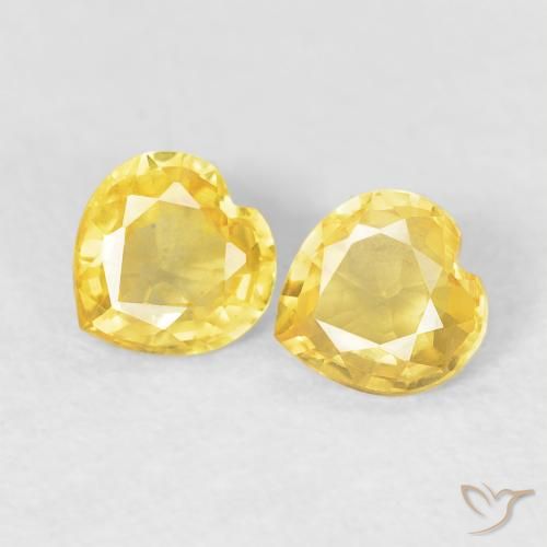 0.75ctw Naturale Giallo medio Zaffiro, Cuore, VVS-VS