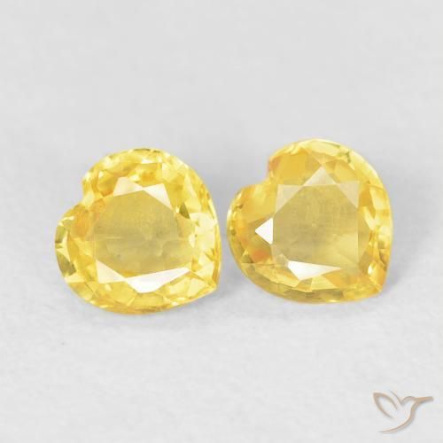 Gemme di Zaffiro Giallo medio naturale da 0.75 ct, Cuore, VVS-VS