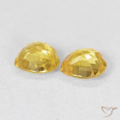 Gemme di Zaffiro Giallo medio naturale da 0.75 ct, Cuore, VVS-VS