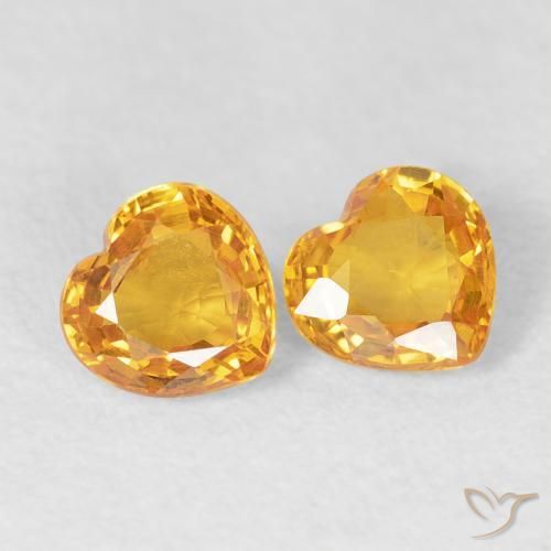 Gemme di Zaffiro Arancio intenso-OroG naturale da 0.85 ct, Cuore, VVS-VS