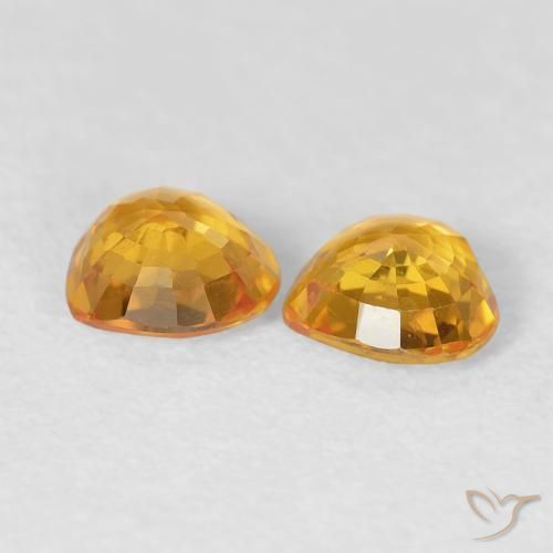 Gemme di Zaffiro Arancio intenso-OroG naturale da 0.85 ct, Cuore, VVS-VS