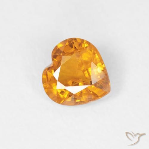 Zaffiro Arancio Medio naturale da 0.37 ct, Cuore, VS-SI
