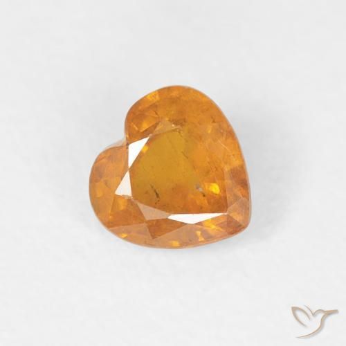 0.46ct Naturale Arancione Ambra Zaffiro, Cuore, VS-SI