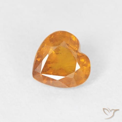 Zaffiro Arancione Ambra naturale da 0.46 ct, Cuore, VS-SI