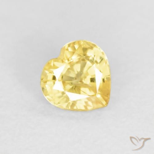 Zaffiro Giallo medio naturale da 0.46 ct, Cuore, VS-SI