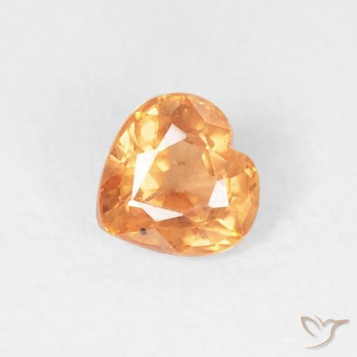 0.45ct Naturale Arancio Medio Zaffiro, Cuore, VS