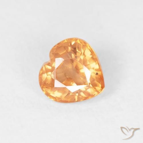 Zaffiro Arancio Medio naturale da 0.45 ct, Cuore, VS