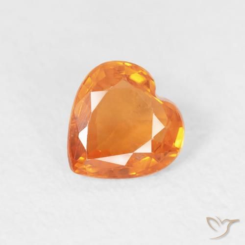 0.41ct Naturale Arancione brillante Zaffiro, Cuore, VS