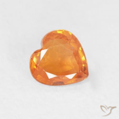 Zaffiro Arancione brillante naturale da 0.41 ct, Cuore, VS