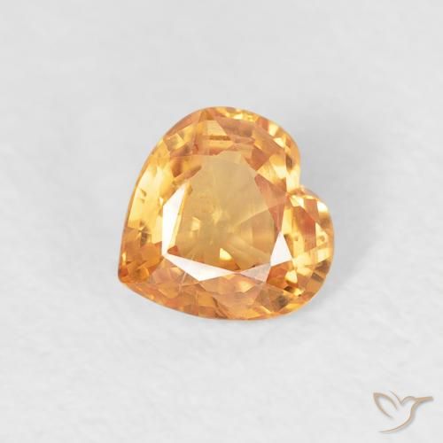 0.46ct Naturale Arancione brillante Zaffiro, Cuore, VS
