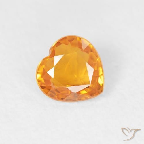 Zaffiro Albicocca Arancia naturale da 0.38 ct, Cuore, VS