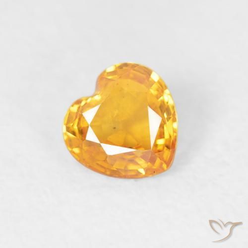 0.41ct Naturale Arancio Medio Zaffiro, Cuore, VS