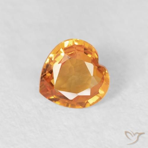 Zaffiro Arancio Medio naturale da 0.35 ct, Cuore, VVS